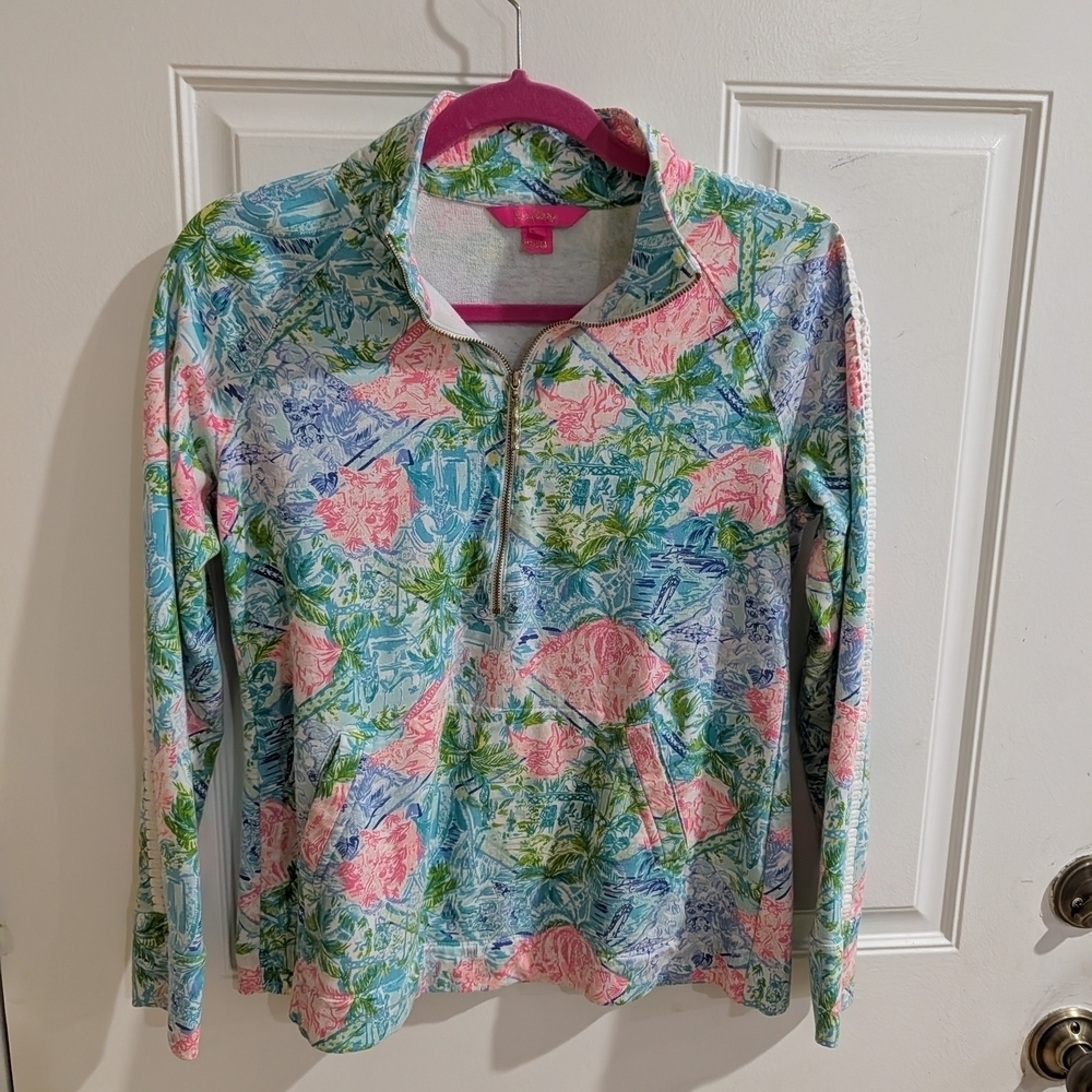 Lily Pulitzer Floral Quarter-Zip Pullover